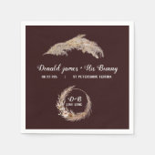 Monogram Boho Terracotta Bruin Bruin Huwelijk Napk Servet (Voorkant)