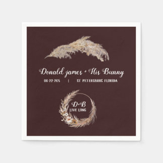 Monogram Boho Terracotta Bruin Bruin Huwelijk Napk Servet