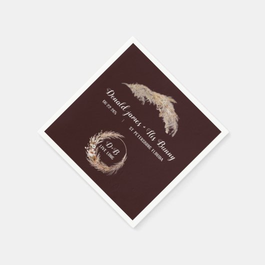 Monogram Boho Terracotta Bruin Bruin Huwelijk Napk Servet (Hoek)