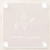 Monogram Boho Terracotta Burnt Sinaasappel Wedding Glazen Onderzetter (Achterkant)