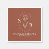 Monogram Boho Terracotta Burnt Sinaasappel Wedding Servet (Voorkant)