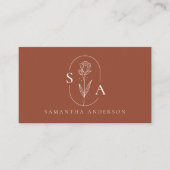 Monogram Boho Terracotta QR-code Modern Visitekaartje (Voorkant)