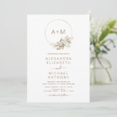Monogram Boho Tropische Pampas Grass Wedding Invit Kaart (Staand voorkant)
