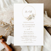 Monogram Boho Tropische Pampas Grass Wedding Invit Kaart