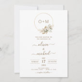Monogram Boho Tropische Pampas Grass Wedding Invit Kaart (Voorkant)