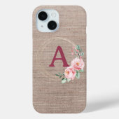 Monogram Boho Waterverf Bloem Case-Mate iPhone Case (Achterkant)