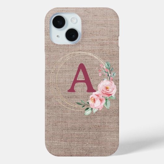 Monogram Boho Waterverf Bloem Case-Mate iPhone Case (Achterkant)