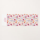 Monogram Boho Wildbloemen Roze Paarse Sinaasappel Yogamat (Achterkant (horizontaal))