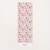 Monogram Boho Wildbloemen Roze Paarse Sinaasappel Yogamat (Voorkant)