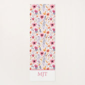 Monogram Boho Wildbloemen Roze Paarse Sinaasappel Yogamat (Achterkant)