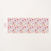 Monogram Boho Wildbloemen Roze Paarse Sinaasappel Yogamat (Voorkant (horizontaal))