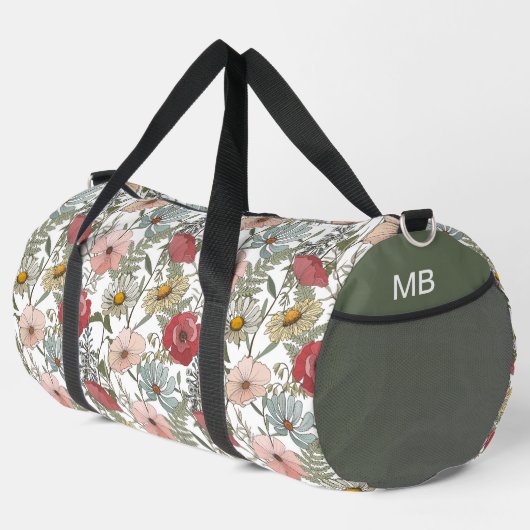 Monogram Boho Wilde Bloem Bloemen Patroon Plunjezak (Rechterhoek)