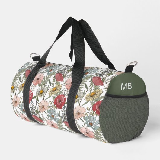 Monogram Boho Wilde Bloem Bloemen Patroon Plunjezak (Rechterhoek)