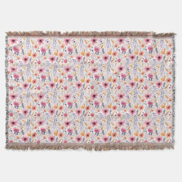 Monogram Boho Wilde Bloem Roze Oranje Paars Bloems Deken