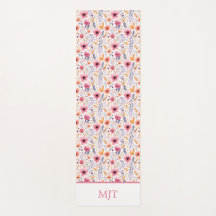 Monogram Boho Wilde Bloemen Roze Paars Oranje Beig