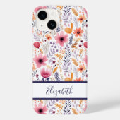 Monogram Boho Wilde Bloemen Roze Paars Oranje Kora Case-Mate iPhone Case (Achterkant)