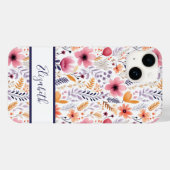Monogram Boho Wilde Bloemen Roze Paars Oranje Kora Case-Mate iPhone Case (Achterkant (horizontaal))