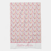 Monogram Boho Wildflower Roze Paarse Sinaasappel B Theedoek (Verticaal)