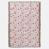 Monogram Boho Wildflower Roze Sinaasappel Paarse B Deken (Voorkant Verticaal)