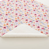 Monogram Boho Wildflower Roze Sinaasappel Paarse B Sherpa Deken (3/4)