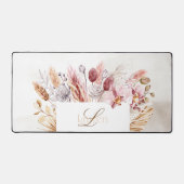 Monogram Boho Wildflower Waterverf Bureaumat (Voorkant)