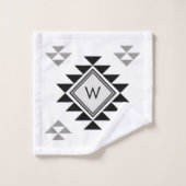 Monogram Boho Zwart wit Bad Handdoek (Wasdoekje)