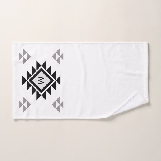 Monogram Boho Zwart wit Bad Handdoek (Handdoek)