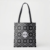 Monogram Bokeh Stippenpatroon Zwarte Tote Tas (Voorkant)