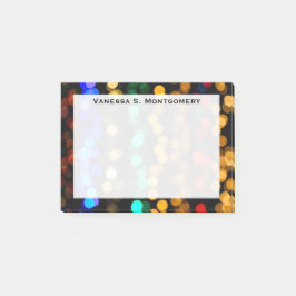Monogram Bokheh Blauw, Groen, Rood, Goud Geometris Post-it® Notes