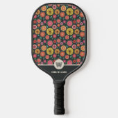 Monogram Bold Boho Chic Floral Gepersonaliseerd Pickleball Paddle (Voorkant)