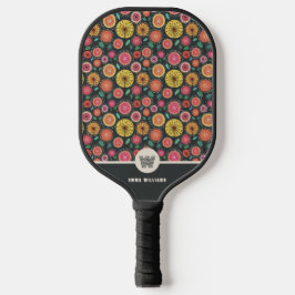 Monogram Bold Boho Chic Floral Gepersonaliseerd Pickleball Paddle