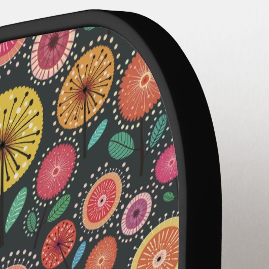 Monogram Bold Boho Chic Floral Gepersonaliseerd Pickleball Paddle (Links Detail)