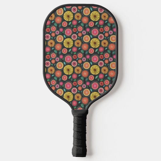Monogram Bold Boho Chic Floral Gepersonaliseerd Pickleball Paddle (Achterkant)