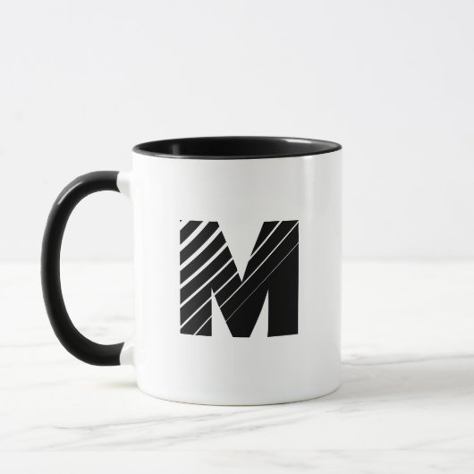 Monogram Bold Modern Black White Mug Mok (Links)