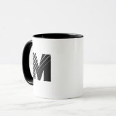 Monogram Bold Modern Black White Mug Mok (Voorkant links)