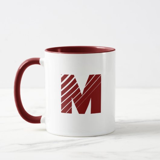 Monogram Bold Modern Kastanjebruine Witte Mok (Links)