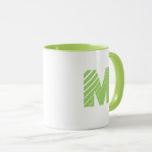 Monogram Bold Modern Lime Green White Mug Mok (Voorkant rechts)