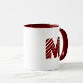Monogram Bold Modern Maroon White Mug Mok (Voorkant rechts)