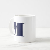 Monogram Bold Modern Minimalistisch Navy Wit Mok (Voorkant links)