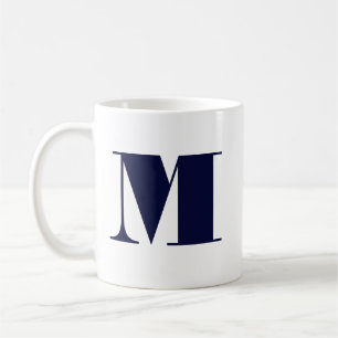 Monogram Bold Modern Minimalistisch Navy Wit Mok