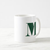 Monogram Bold Modern Minimalistische Groene Witte Koffiemok (Voorkant rechts)