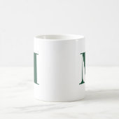 Monogram Bold Modern Minimalistische Groene Witte Koffiemok (Center)