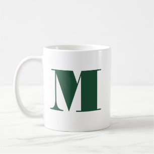 Monogram Bold Modern Minimalistische Groene Witte Koffiemok