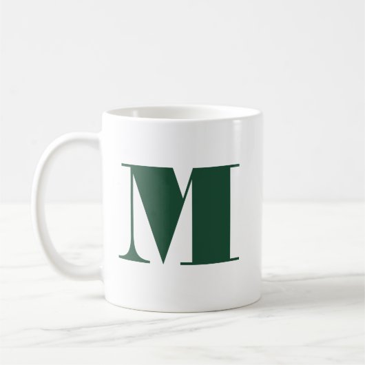 Monogram Bold Modern Minimalistische Groene Witte Koffiemok (Links)