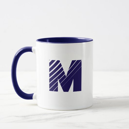 Monogram Bold Modern Navy Blue White Mug Mok (Links)