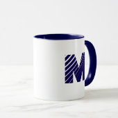 Monogram Bold Modern Navy Blue White Mug Mok (Voorkant rechts)