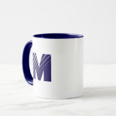 Monogram Bold Modern Navy Blue White Mug Mok (Voorkant links)