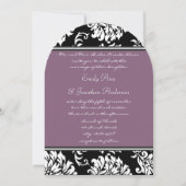 Monogram Boog Vorm Paarse Damask Wedding Kaart (Voorkant)