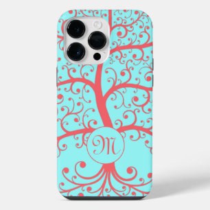 Monogram Boom des Levens Retro Minimalistische Roz iPhone 14 Pro Max Hoesje