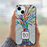 Monogram Boom of Life Mozaïek iPhone 15 Case<br><div class="desc">Deze iPhone case is versierd met een kleurrijke mozaïek boom van levensontwerp. Gemakkelijk aan te passen met uw monogram. Maakt een geweldig persoonlijk cadeau. Origineel mozaïek © Michele Davies.</div>